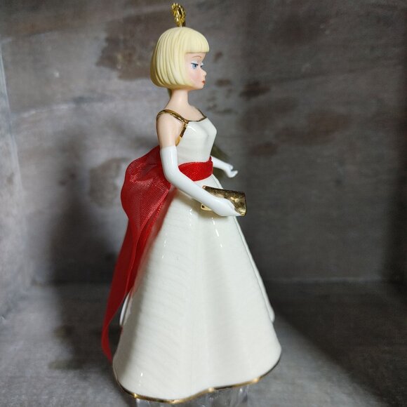 Barbie Ornament Lenox 2005 White Gold Red Sash Handcrafted Porcelain Collectible - Picture 10 of 13